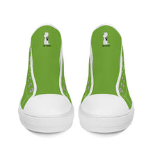 Load image into Gallery viewer, Ti Amo I love you  - Exclusive Brand - Green Onion - Talk to the Paw -  High-Top Canvas Shoes - White
