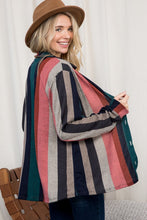 Load image into Gallery viewer, Plus Cozy Stripe Button Sown Shacket
