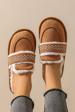 Load image into Gallery viewer, Gray Suede Wavy Striped Plush Lined Slippers
