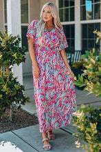 Load image into Gallery viewer, Wrap V Neck Floral Maxi Dress
