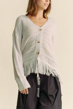 Load image into Gallery viewer, Davi &amp; Dani Fringe V-Neck Button Up Long Sleeve Cardigan
