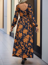 Load image into Gallery viewer, Split Printed Surplice Long Sleeve Midi Dress
