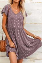 Load image into Gallery viewer, Polka Dot V-Neck Flutter Sleeve Mini Dress
