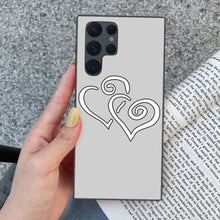 Load image into Gallery viewer, Ti Amo I love you - Exclusive Brand - Silver - Double White Heart - Samsung Galaxy S22 Ultra Glass Case
