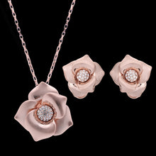 Load image into Gallery viewer, Bridal / Prom / Rose Alloy Flower Necklace + Earring Set
