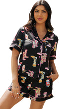 Load image into Gallery viewer, Black Western Boots Printed Short Pajama Set
