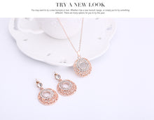 Load image into Gallery viewer, 2pc Bridal - Rose Color - Full Diamond Necklace + Earrings
