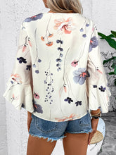 Load image into Gallery viewer, Ruffled Printed V-Neck Half Sleeve Blouse
