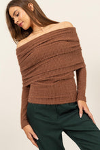 Load image into Gallery viewer, HYFVE Fuzzy Off Shoulder Textured Knit Top
