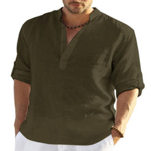 Load image into Gallery viewer, Men&#39;s Casual Cotton Linen Solid Color Long Sleeve Shirt
