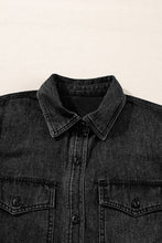 Load image into Gallery viewer, Black Flap Pocket Buttons Collared Jean Jacket
