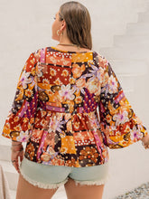 Load image into Gallery viewer, Plus Size Printed Tie Neck Blouse
