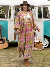 Load image into Gallery viewer, Plus Size Printed Open Front Cover Up and Pants Set
