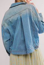 Load image into Gallery viewer, Striped Button Up Long Sleeve Denim Jacket
