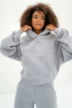 Load image into Gallery viewer, Gray Solid Exposed Seams Hoodie and Joggers Activewear Set
