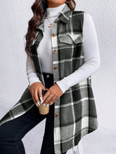 Load image into Gallery viewer, Honey Plus Size Pocketed Plaid Button Up Vest Coat

