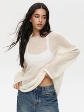 Load image into Gallery viewer, Round Neck Long Sleeve Knit Cover Up
