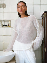 Load image into Gallery viewer, Round Neck Long Sleeve Knit Cover Up
