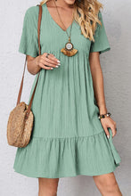 Load image into Gallery viewer, Full Size Ruched V-Neck Short Sleeve Dress
