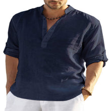 Load image into Gallery viewer, Men&#39;s Casual Cotton Linen Solid Color Long Sleeve Shirt

