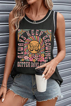 Load image into Gallery viewer, Black Letters Butterfly Floral Printed Stitching Crewneck Tank Top
