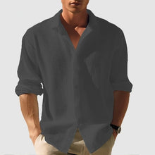 Load image into Gallery viewer, Men&#39;s Lapel Solid Long Sleeve Shirt
