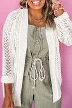 Load image into Gallery viewer, White Plus Size Eyelet Knit Open Front Cardigan
