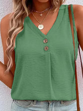 Load image into Gallery viewer, Full Size Decorative Button V-Neck Tank
