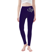 Load image into Gallery viewer, Ti Amo I love you - Exclusive Brand - Beaver - Double White Heart -Womens / Teen Girls / Womens Plus Size - Yoga Leggings - Sizes XS-3XL
