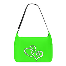 Load image into Gallery viewer, Ti Amo I love you - Exclusive Brand - Florescent Green - Double White Heart - Journey Computer Shoulder Bag
