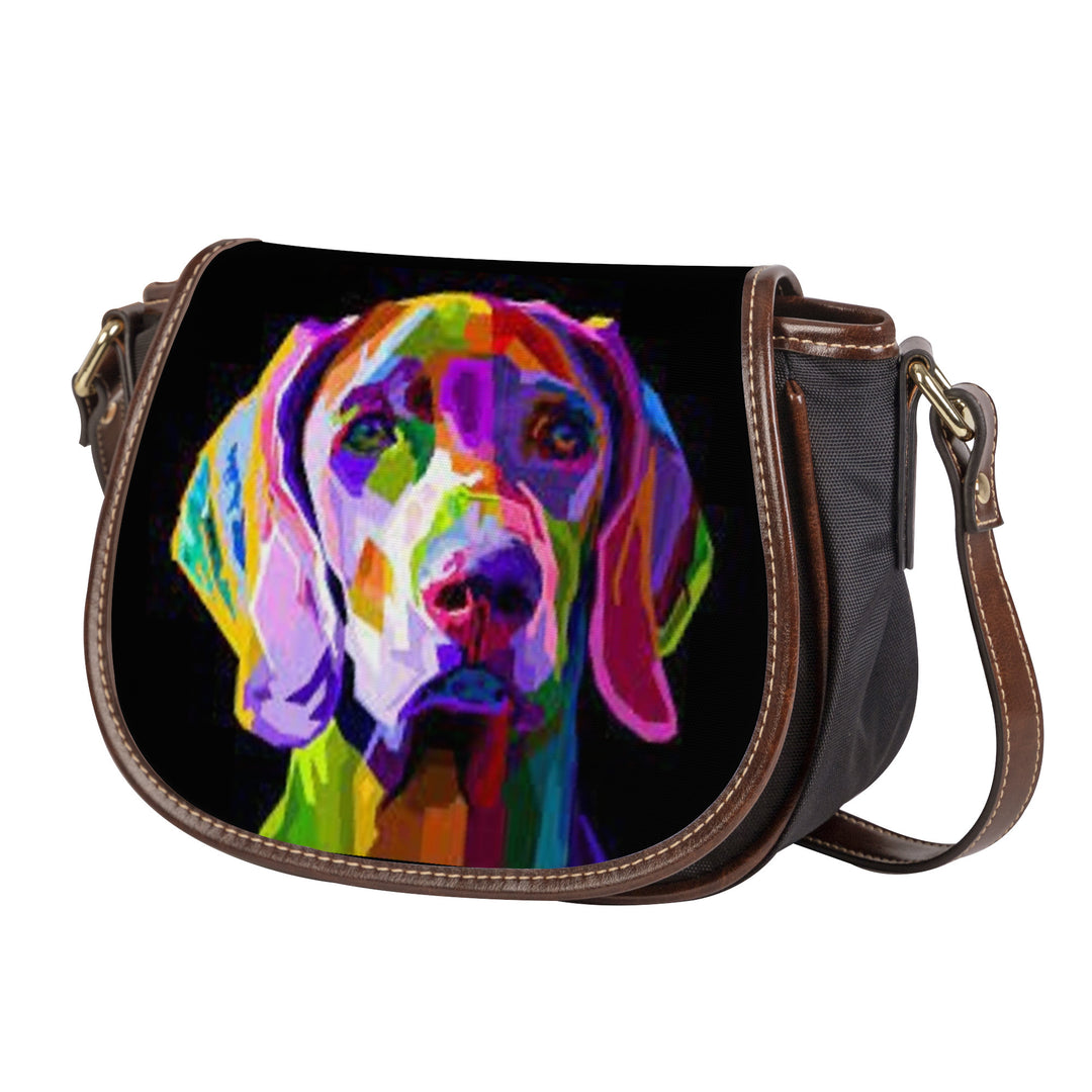 Ti Amo I love you -  Exclusive Brand  - Colorful Dog - Saddle Bag