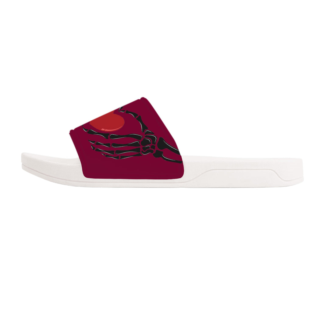 Ti Amo I love you - Exclusive Brand - Burgundy - Skeleton Hands with Heart -  Slide Sandals - White Soles