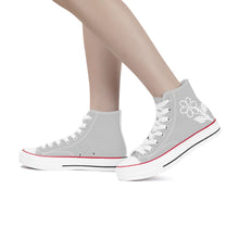 Load image into Gallery viewer, Ti Amo I love you - Exclusive Brand - Silver - White Daisy - High Top Canvas Shoes - White  Soles
