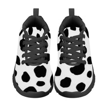 Load image into Gallery viewer, Ti Amo I love you - Exclusive Brand - White with Black Cow Spots - Kids Sneakers - Black Soles
