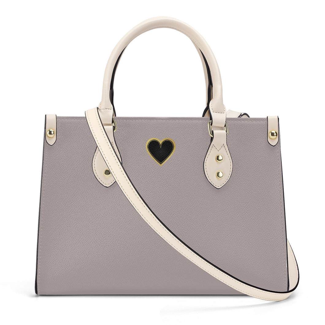 Ti Amo I love you - Exclusive Brand - Silk - Luxury Womens PU Tote Bag - Cream Straps