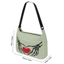 Load image into Gallery viewer, Ti Amo I love you - Exclusive Brand - Clay Ash - Skeleton Heart Hands  -  Journey Computer Shoulder Bag
