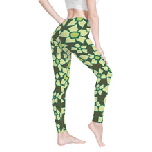 Load image into Gallery viewer, Ti Amo I love you - Exclusive Brand - Hemlock with Pine Glade &amp; Olive Green Floral Pattern - Yoga Leggings
