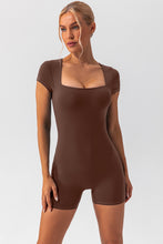 Load image into Gallery viewer, Square Neck Cap Sleeve Active Romper
