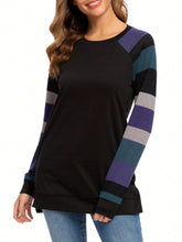 Load image into Gallery viewer, Color Block Round Neck Long Sleeve T-Shirt
