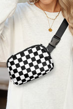 Load image into Gallery viewer, White Checkered Print Buckle Wide Belt Crossbody Bag
