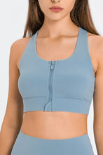 Load image into Gallery viewer, Zip Up Racerback Sports Bra
