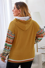 Load image into Gallery viewer, Plus Size Waffle-Knit Geometric Dropped Shoulder Hoodie
