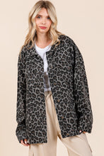 Load image into Gallery viewer, Mittoshop Leopard Button Up Denim Shacket with Breast Pockets
