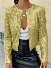 Load image into Gallery viewer, Full Size Sequin Open Front Cropped Jacket
