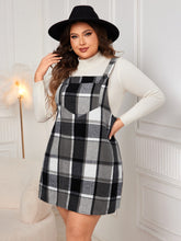 Load image into Gallery viewer, Plus Size Plaid Wide Strap Overall Dress
