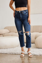 Load image into Gallery viewer, RFM Crop Dylan Plus Size Tummy Control Distressed High Waist Raw Hem Jeans
