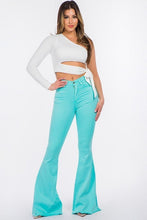 Load image into Gallery viewer, Bell Bottom Jean in Turquoise Inseam 32&quot;
