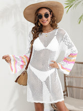 Load image into Gallery viewer, Openwork Contrast Long Sleeve Cover-Up
