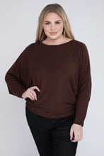 Load image into Gallery viewer, Plus Ribbed Batwing Long Sleeve Boat Neck Sweater
