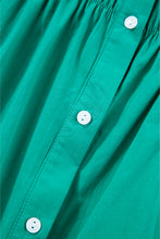 Load image into Gallery viewer, Bright Green Shirred Ruffle Sleeve Button Up Short Dress
